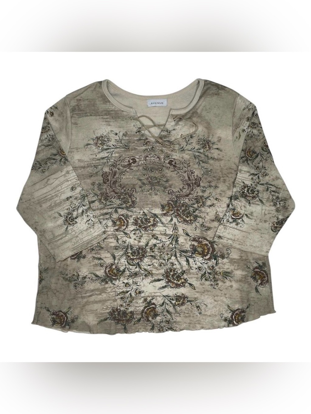 Avenue Lace-Up Floral Blouse